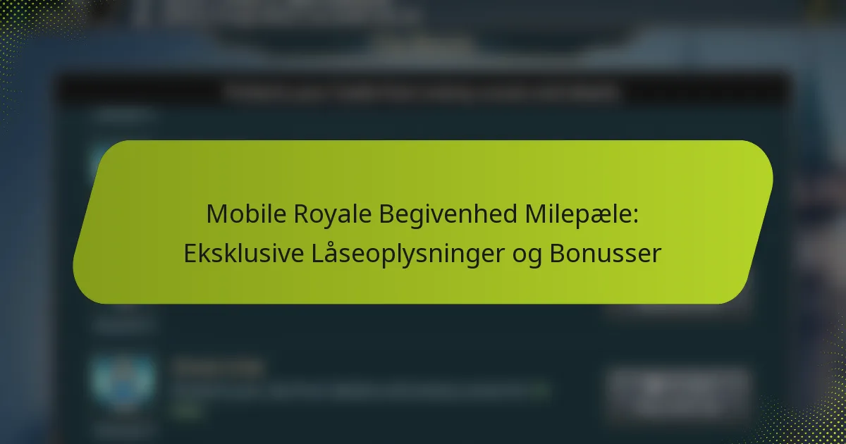 Mobile Royale Begivenhed Milepæle: Eksklusive Låseoplysninger og Bonusser