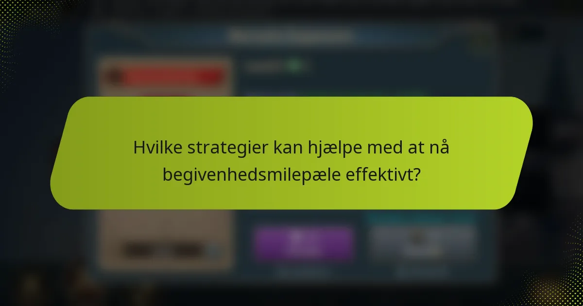 Hvilke strategier kan hjælpe med at nå begivenhedsmilepæle effektivt?